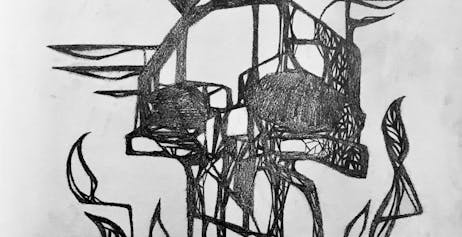 Craig Anthony Miller, Crown Skull 1, 2020, graphite on paper, 11"x14"