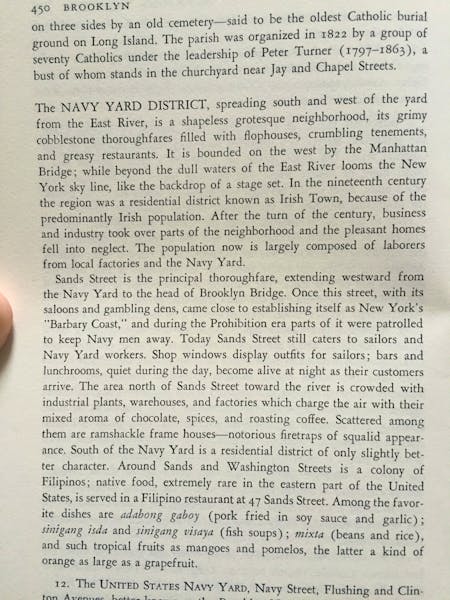 The description of Dumbo (but one page out of 700!) from the WPA Guide to New York City, published in 1939 at the time of the World's Fair.